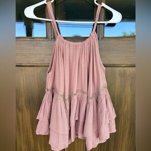 NWT Women's Illa Illa Ruffle‎ Lace Tie Back Tank Top Blouse Small Sleeveless